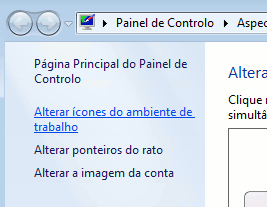 Windows 7 - Alterar Icons - Ambiente de trabalho