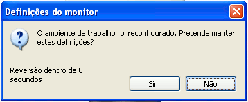 Windows XP - Confirmação da resolução do Ambiente de Trabalho