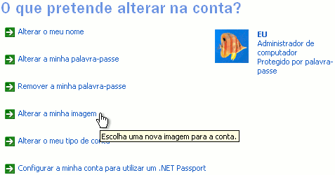 Windows XP - Escolher Alterar a minha imagem