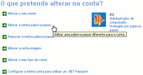 Windows XP - Alterar password do Utilizador