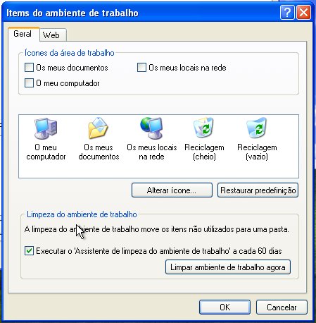 Windows XP - Items do ambiente de trabalho